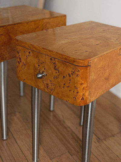 One Drawer Burl Bedside Tables