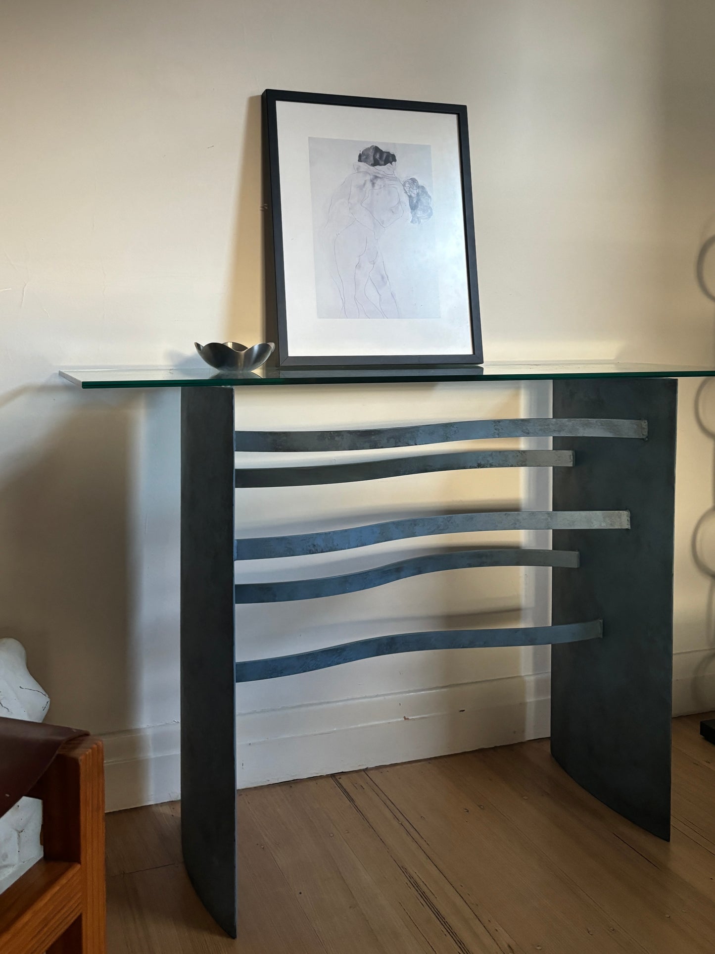 Steel + Glass Wavy Console Table