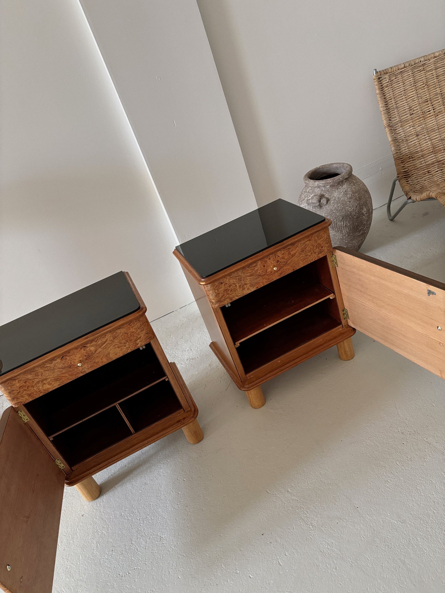 Walnut Burl Bedside Tables