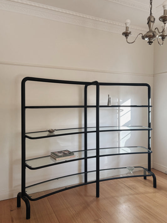 Tubular Curvy Glass Shelving Unit