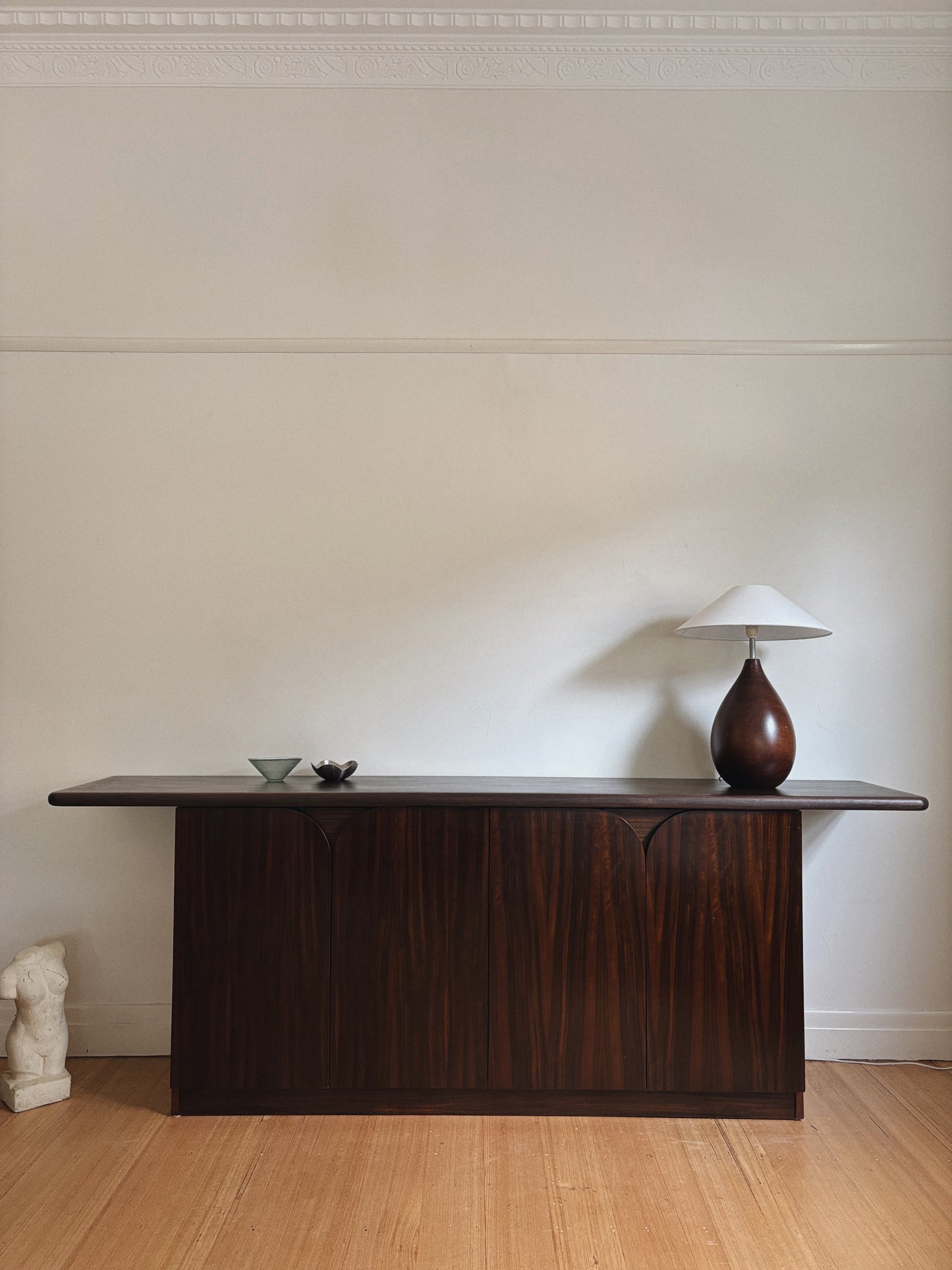 1980s Walnut Sideboard with Arch Detail