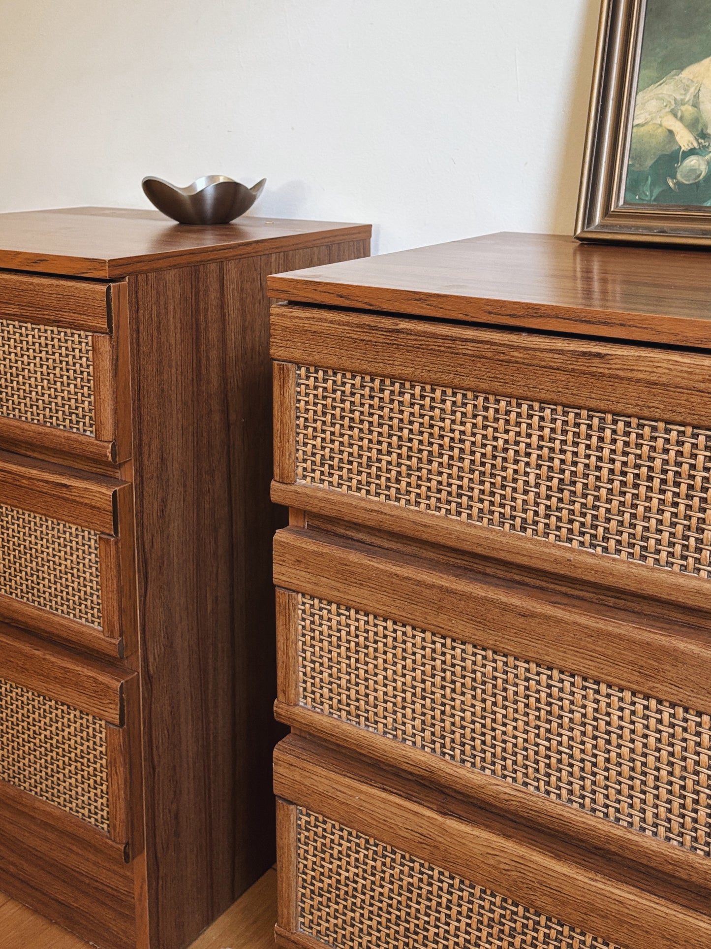 Vintage Rattan Bedside Tables