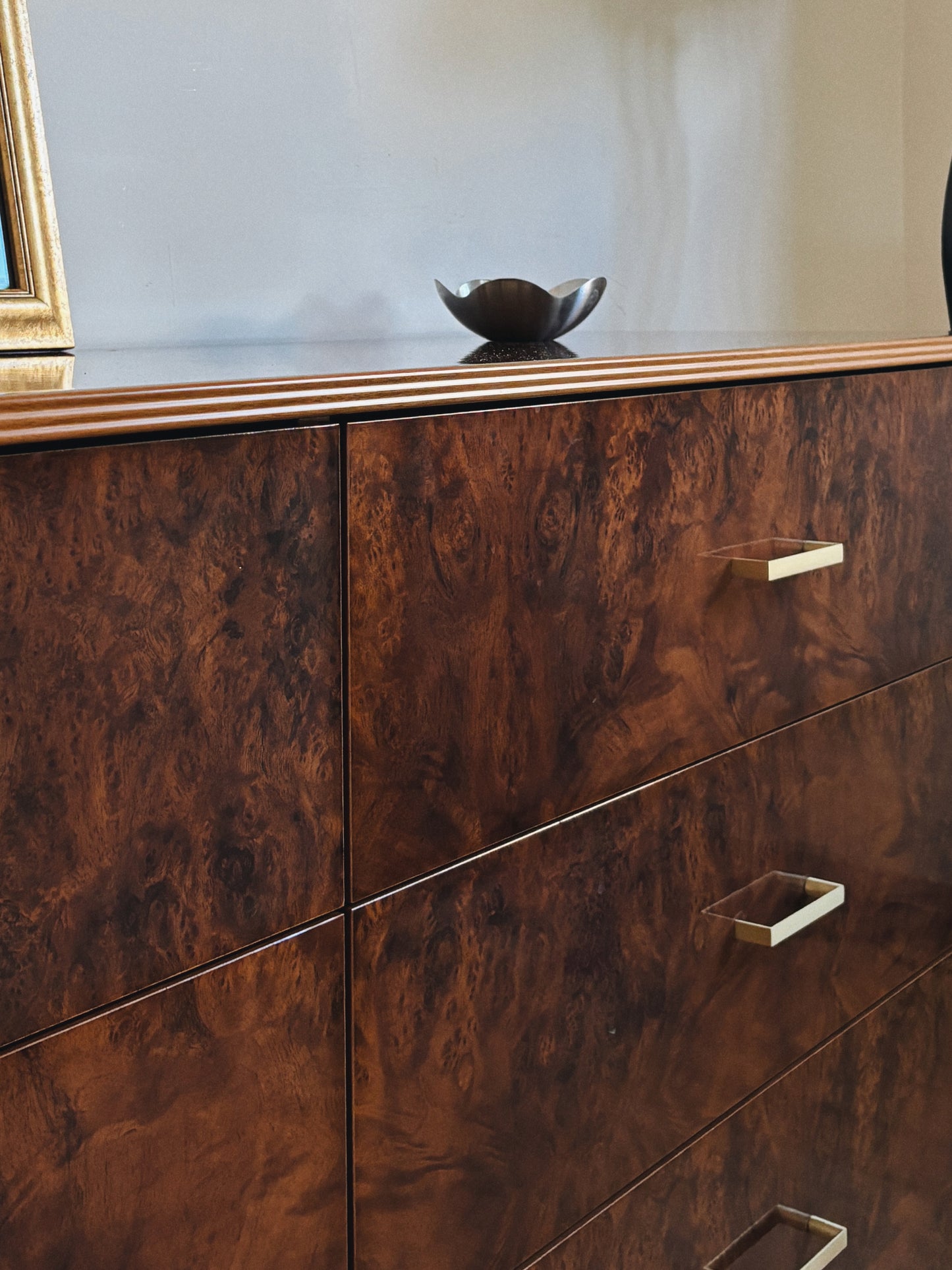 Glossy Burl Lowboy Drawers