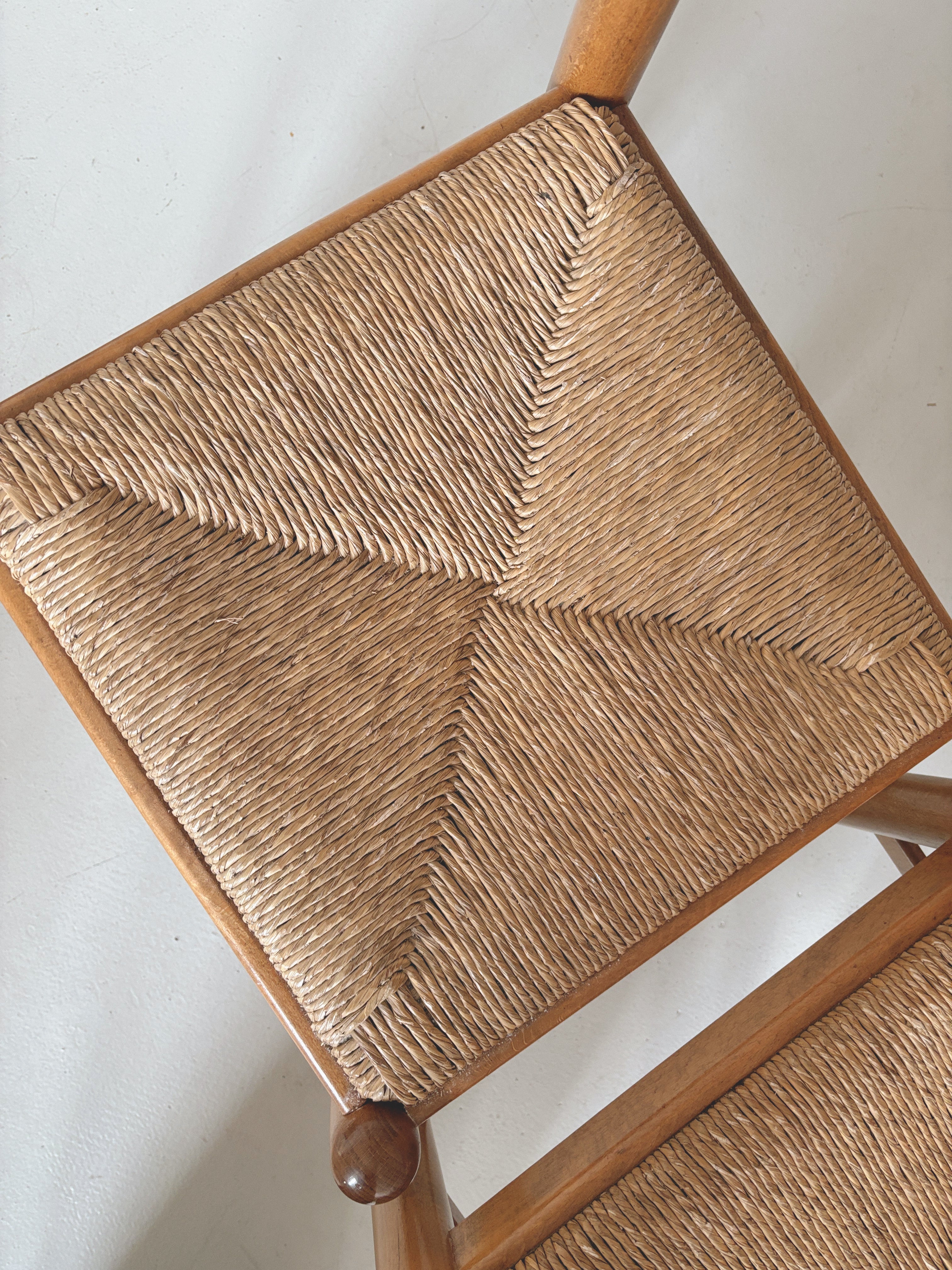 Italian Oak Rush Seat Chairs