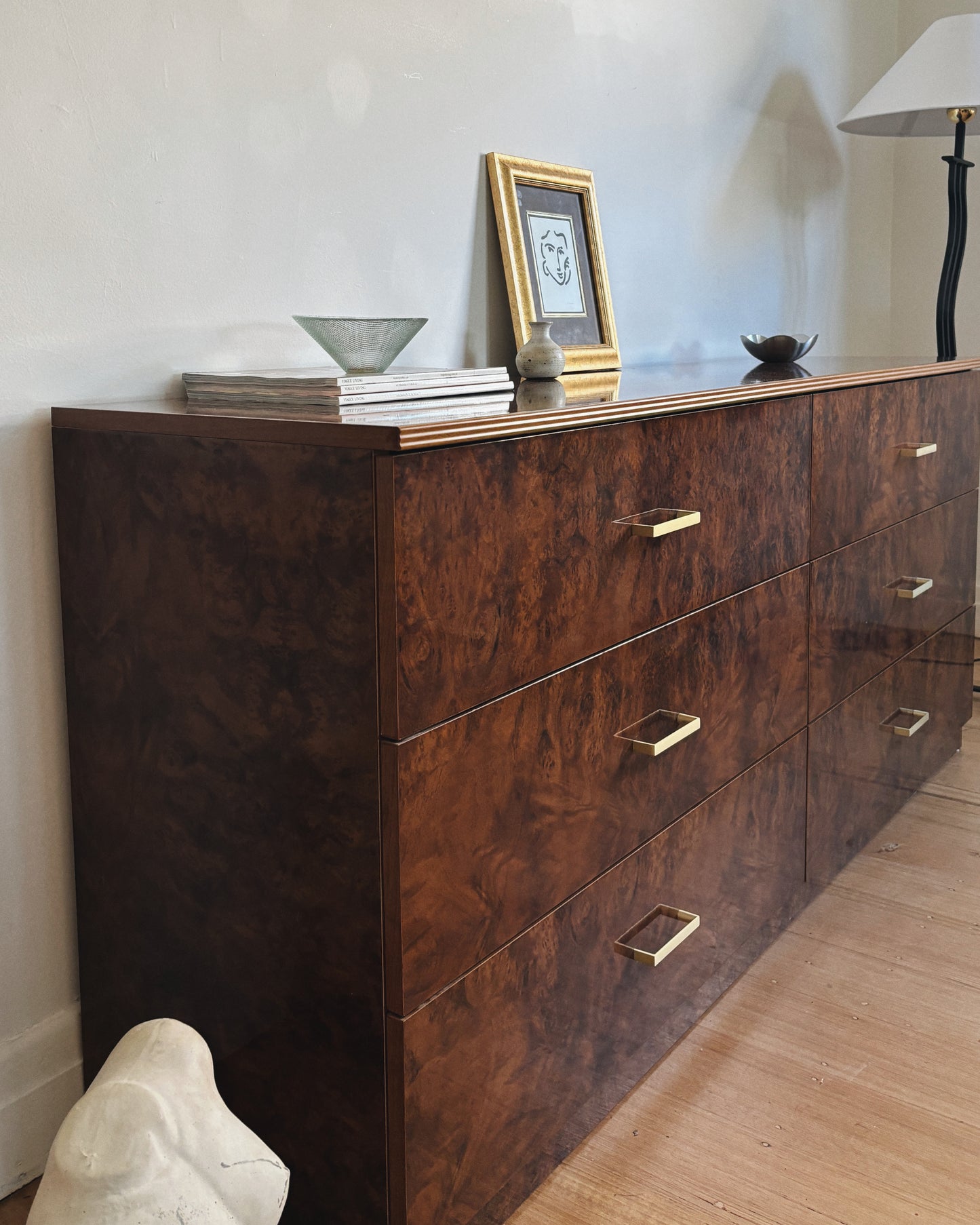 Glossy Burl Lowboy Drawers