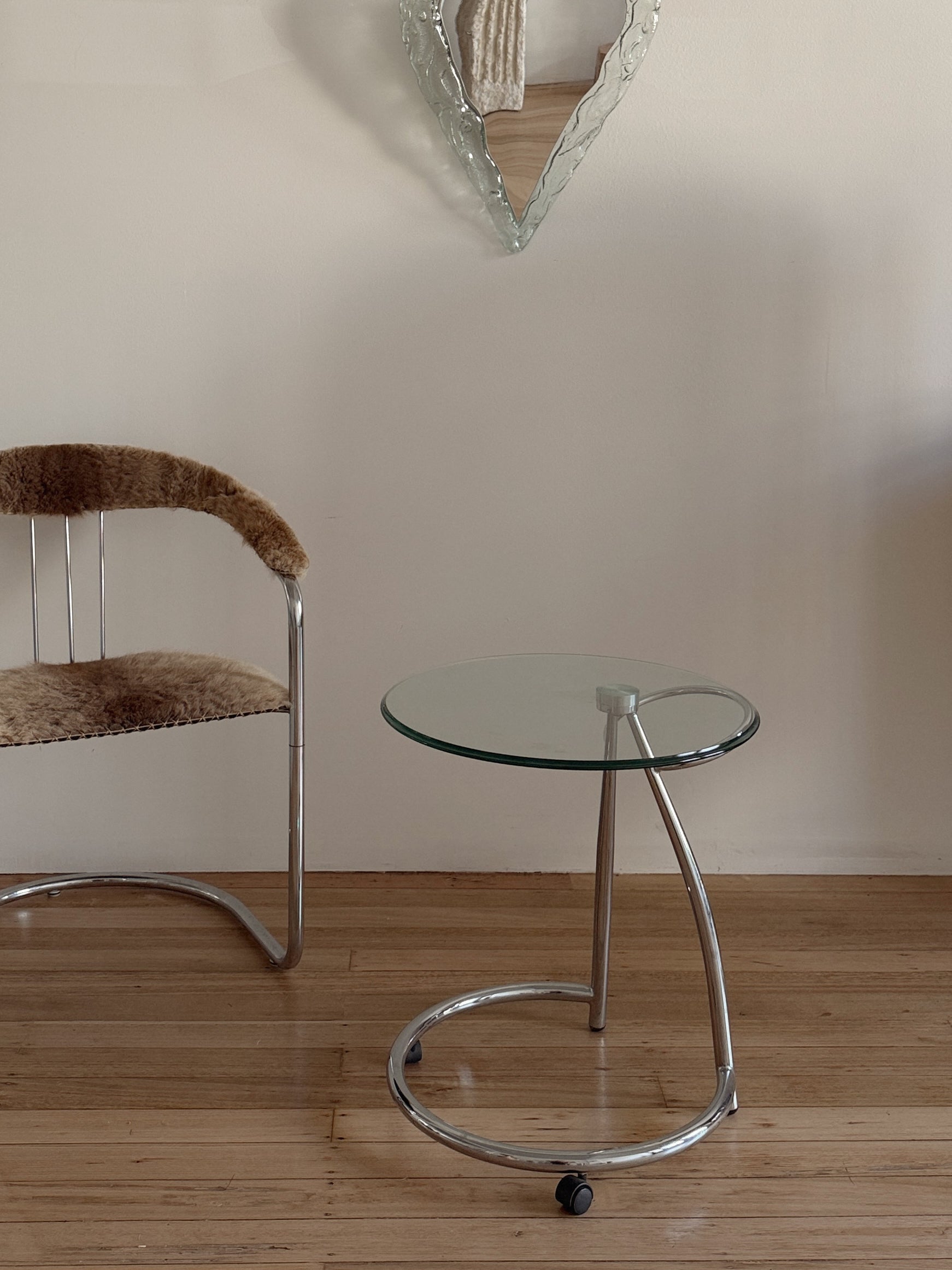 Chrome + Glass Side Table