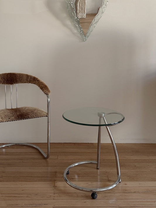 Chrome + Glass Side Table