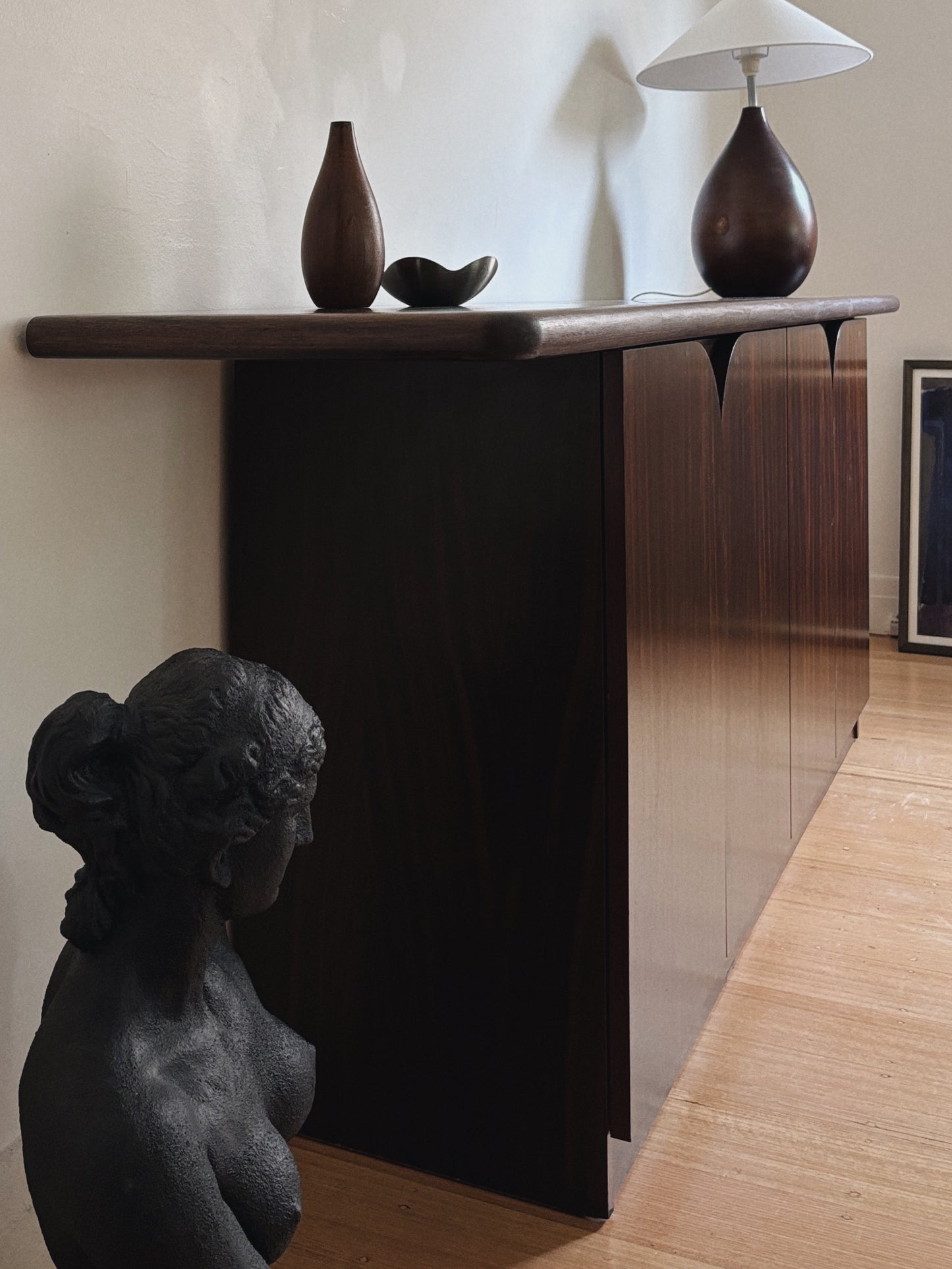 1980s Walnut Sideboard with Arch Detail