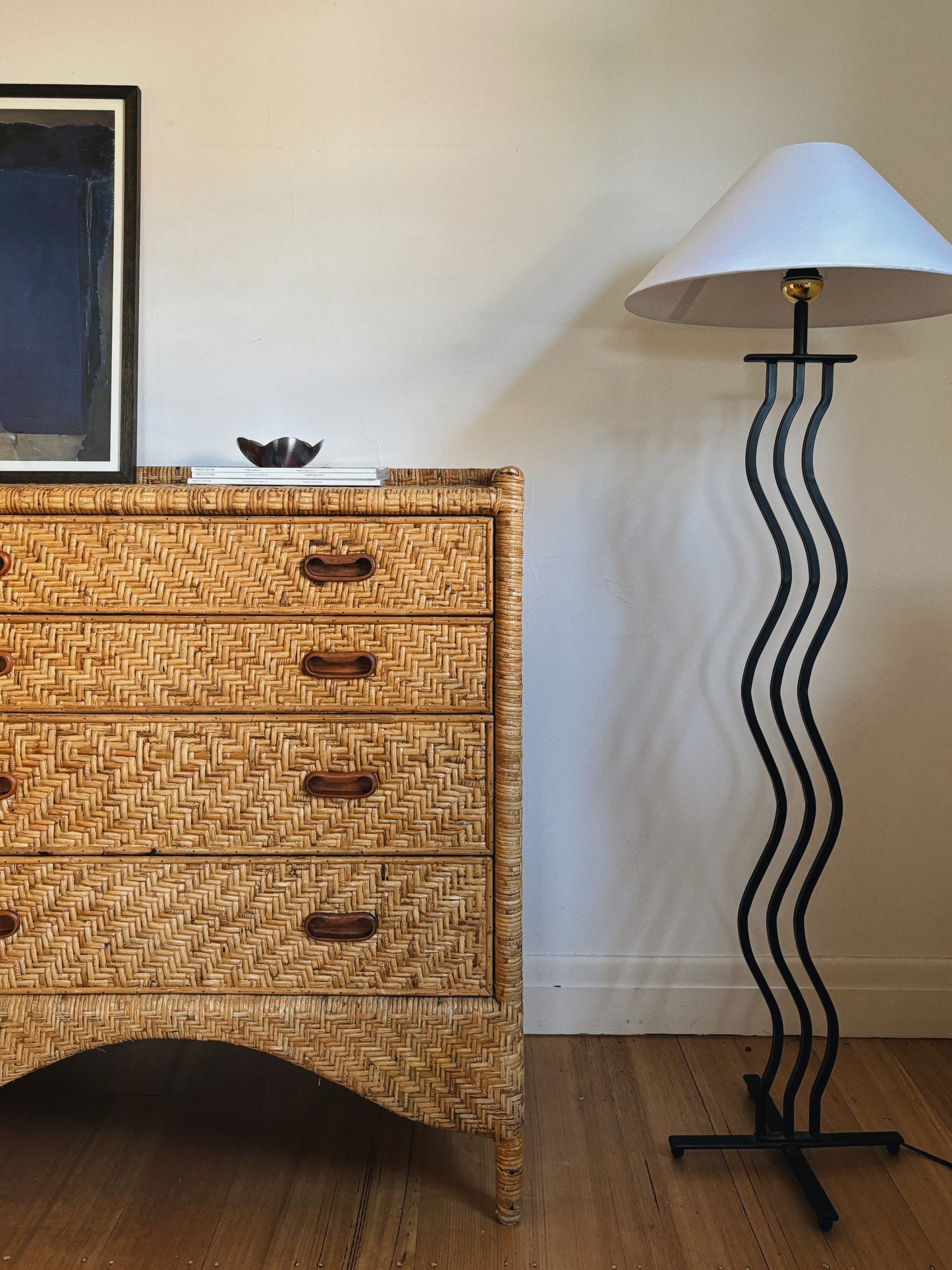 Mid Century Rattan Drawers