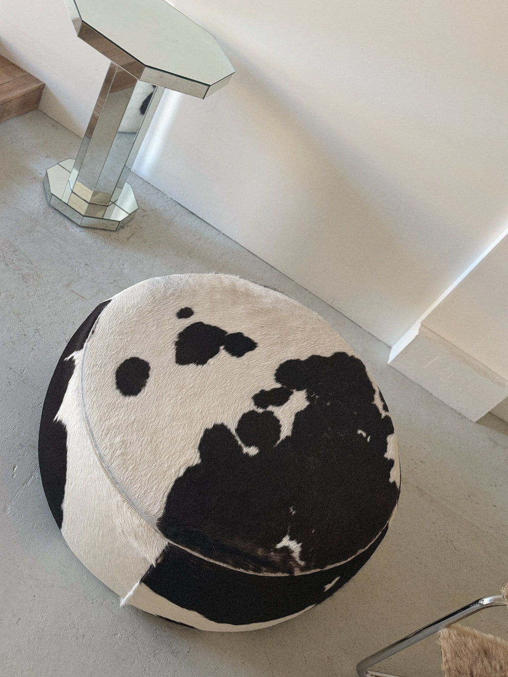 Round Cowhide Ottoman