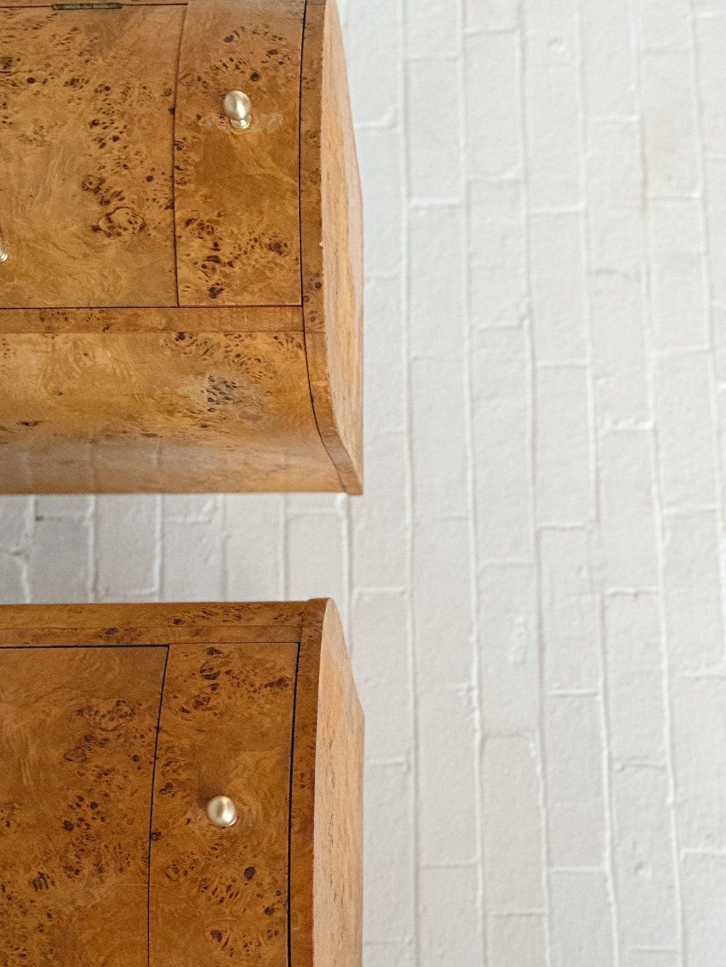 Burl + Walnut Bedside Tables