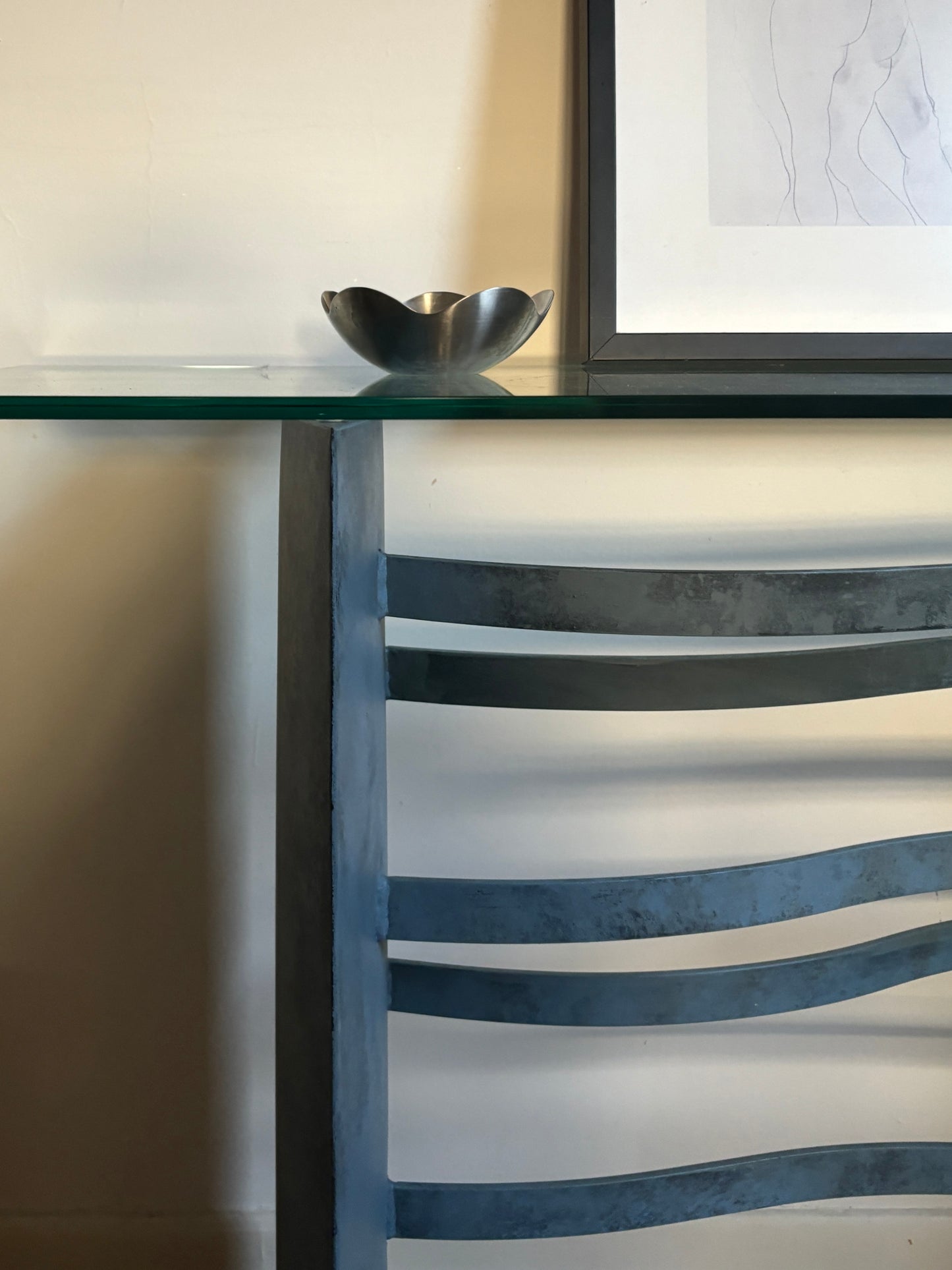 Steel + Glass Wavy Console Table