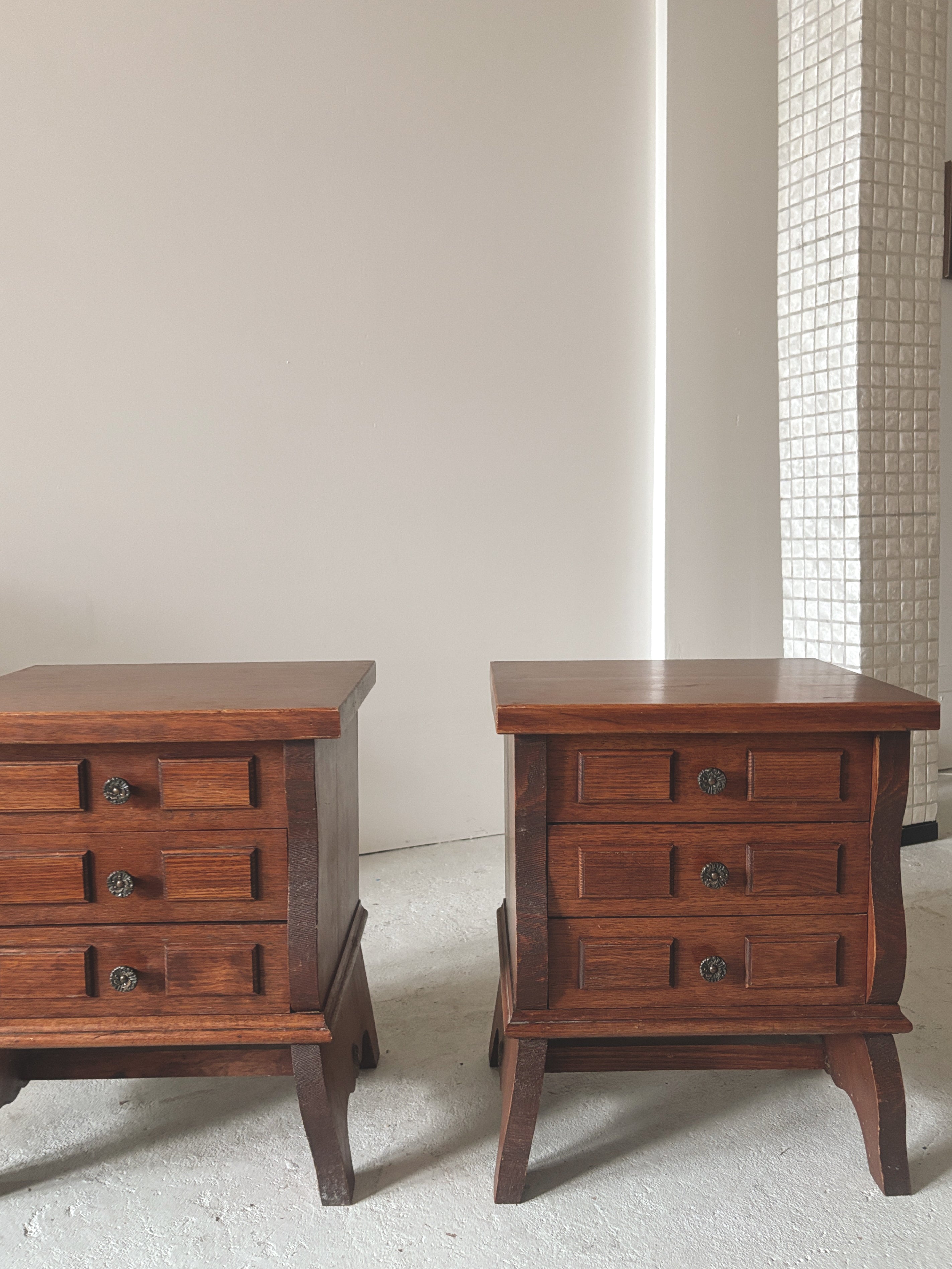 Set of 1970s Geometric Bedside Tables