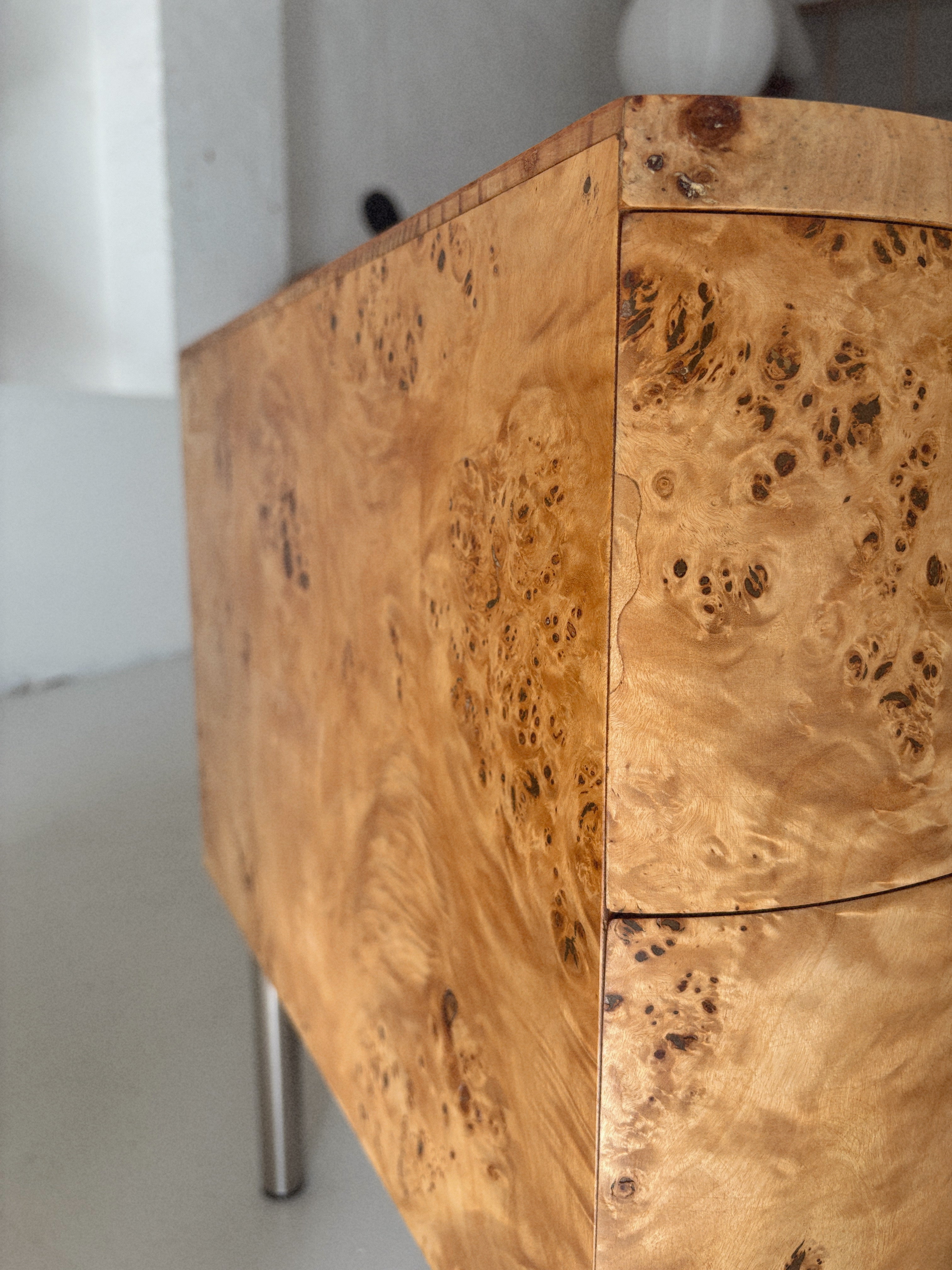 Curvy Burl Bedside Tables