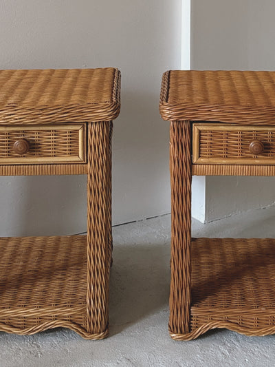 Vintage Rattan Bedside Tables