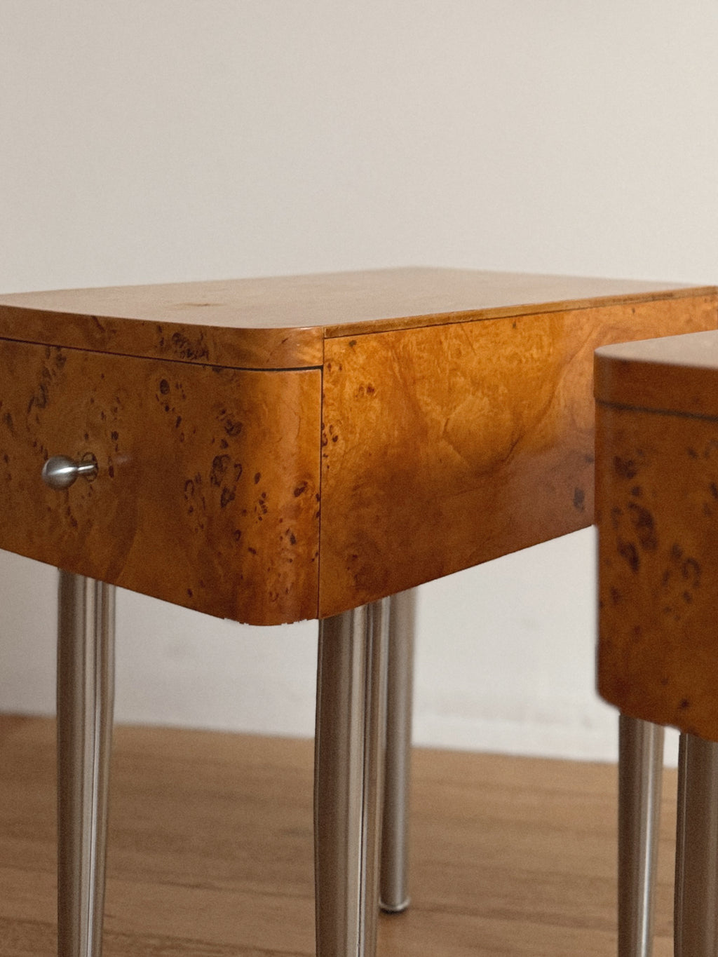 One Drawer Burl Bedside Tables