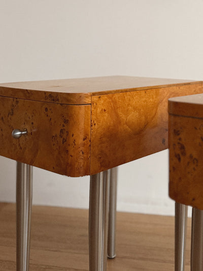 One Drawer Burl Bedside Tables