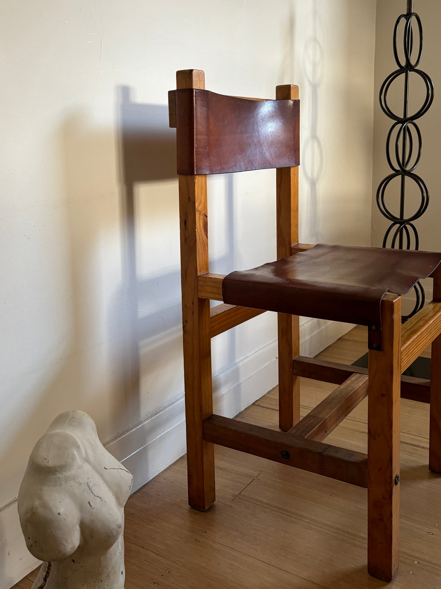 Brutalist Leather Dining Chairs