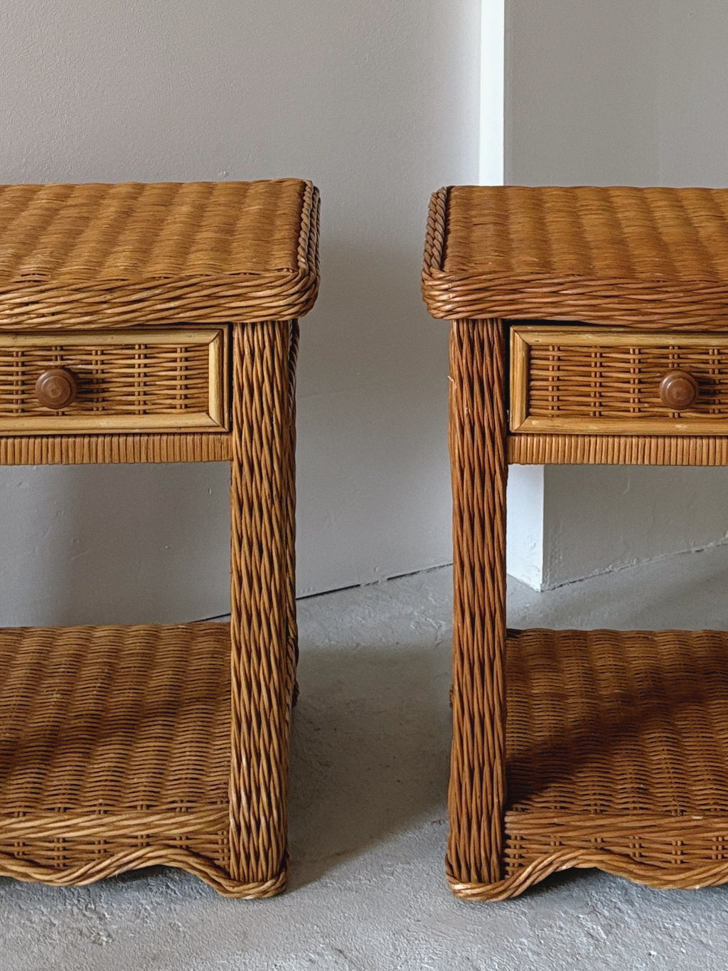 Vintage Rattan Bedside Tables