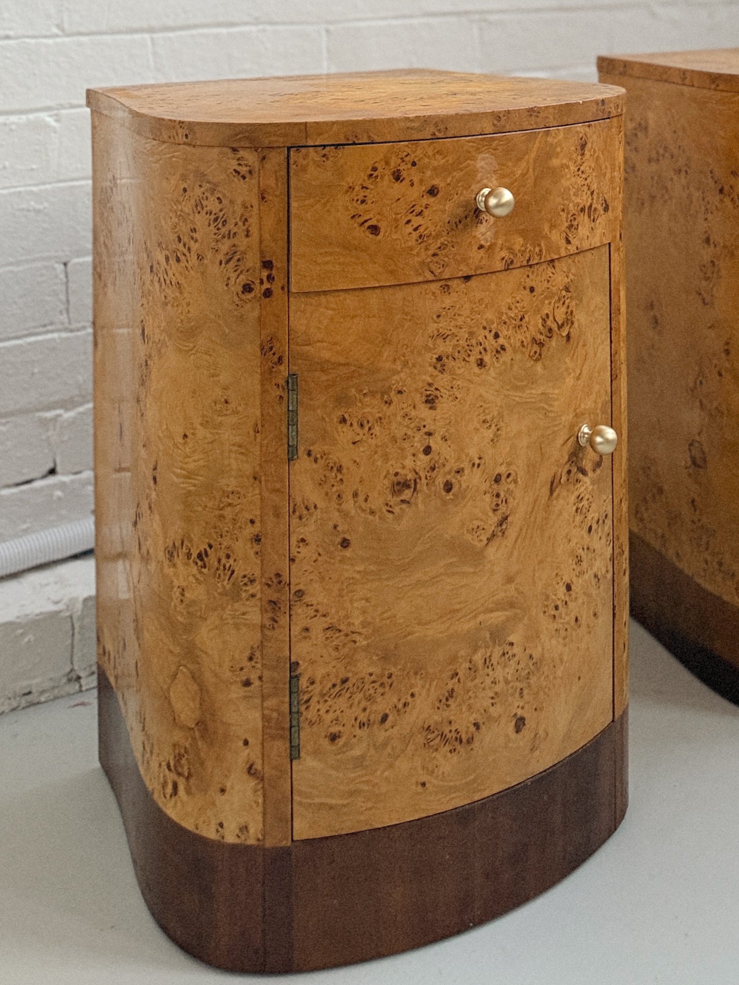 Burl + Walnut Bedside Tables