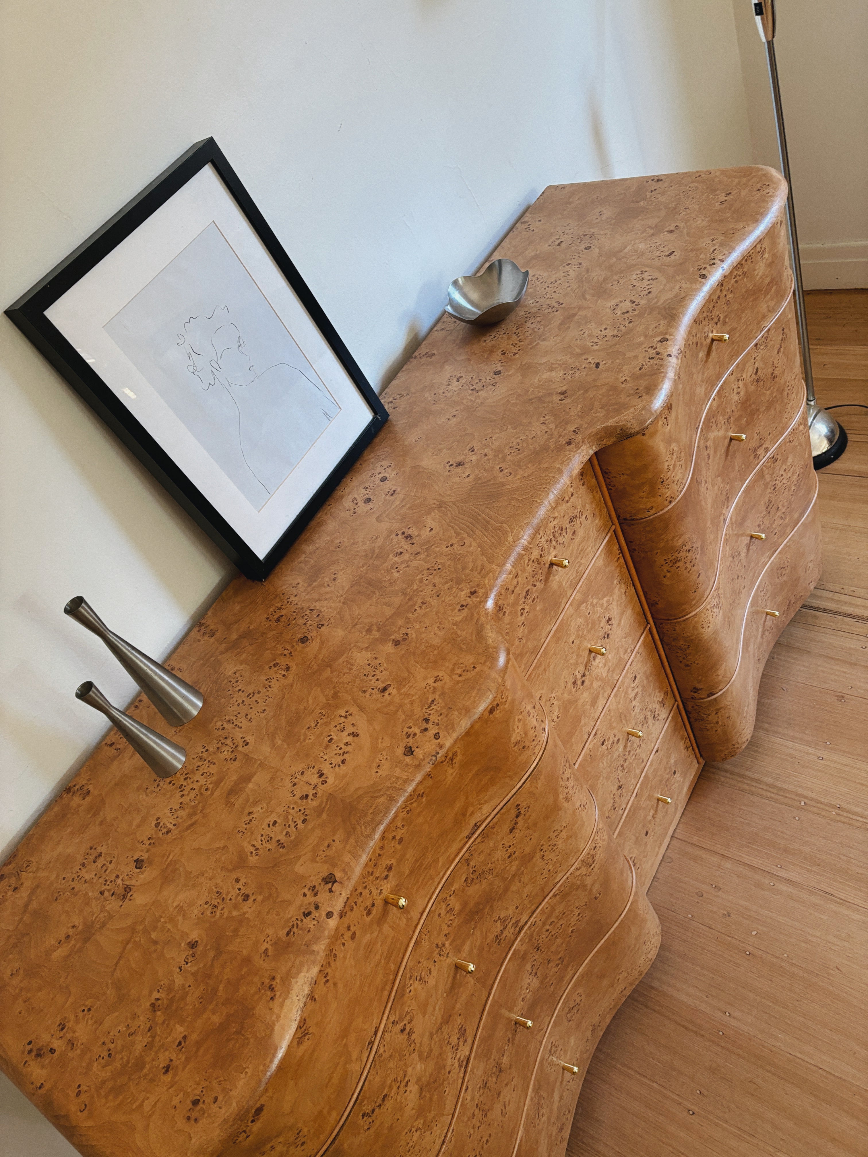 Curve Front Burl Drawers