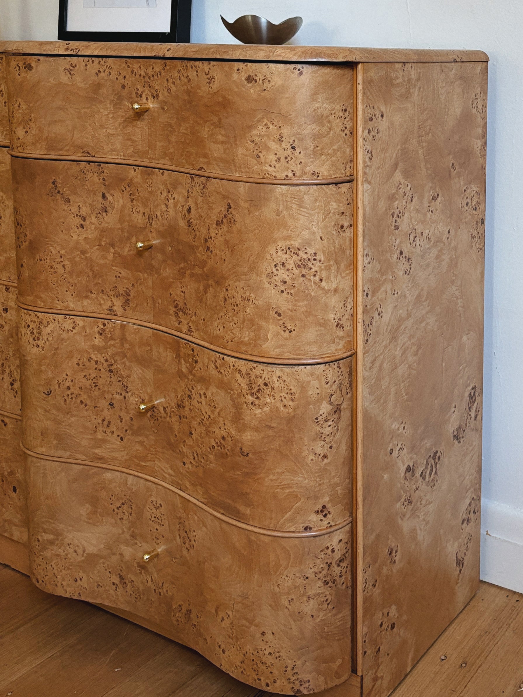 Curve Front Burl Drawers