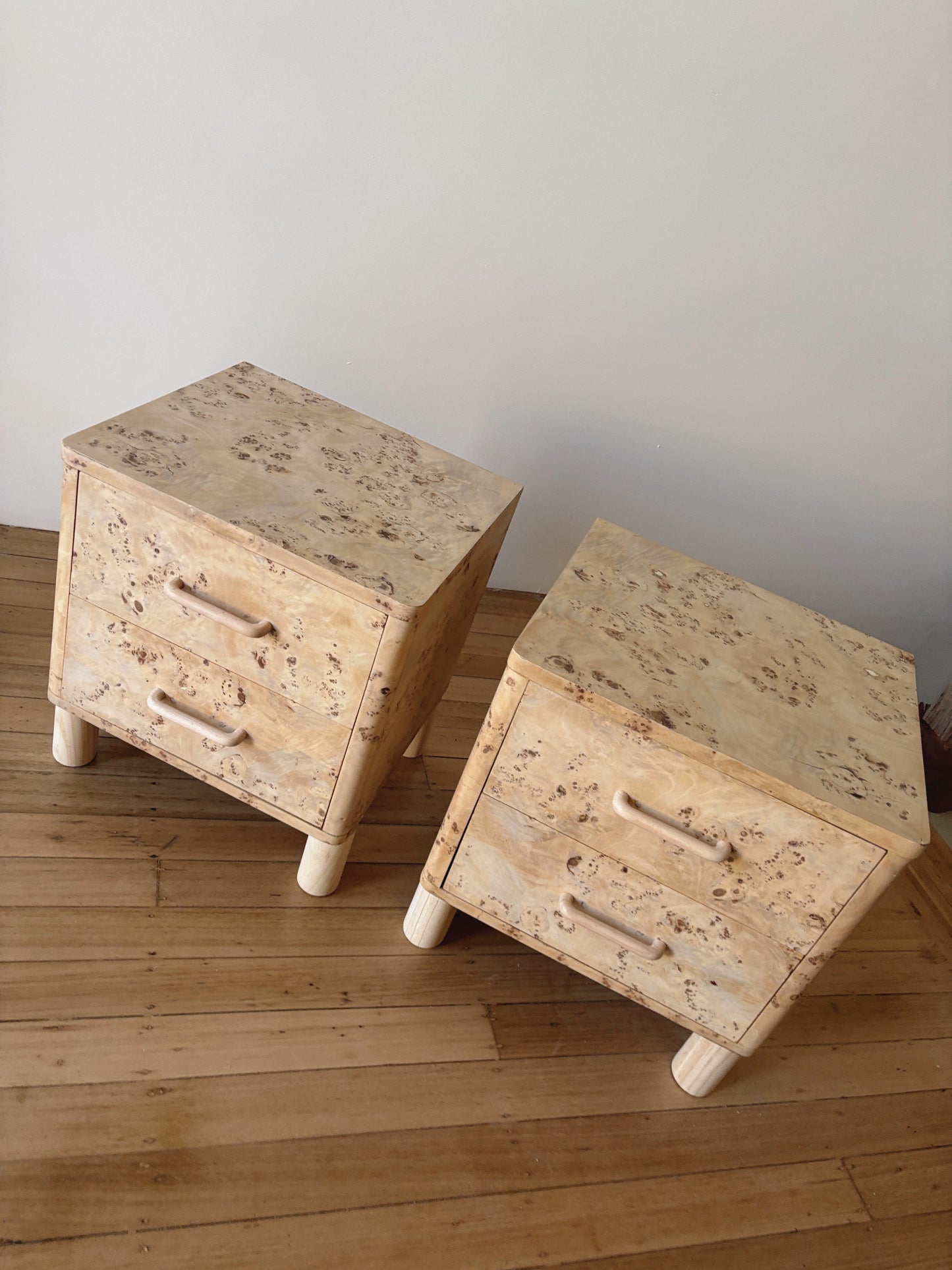 Light Burl bedside tables