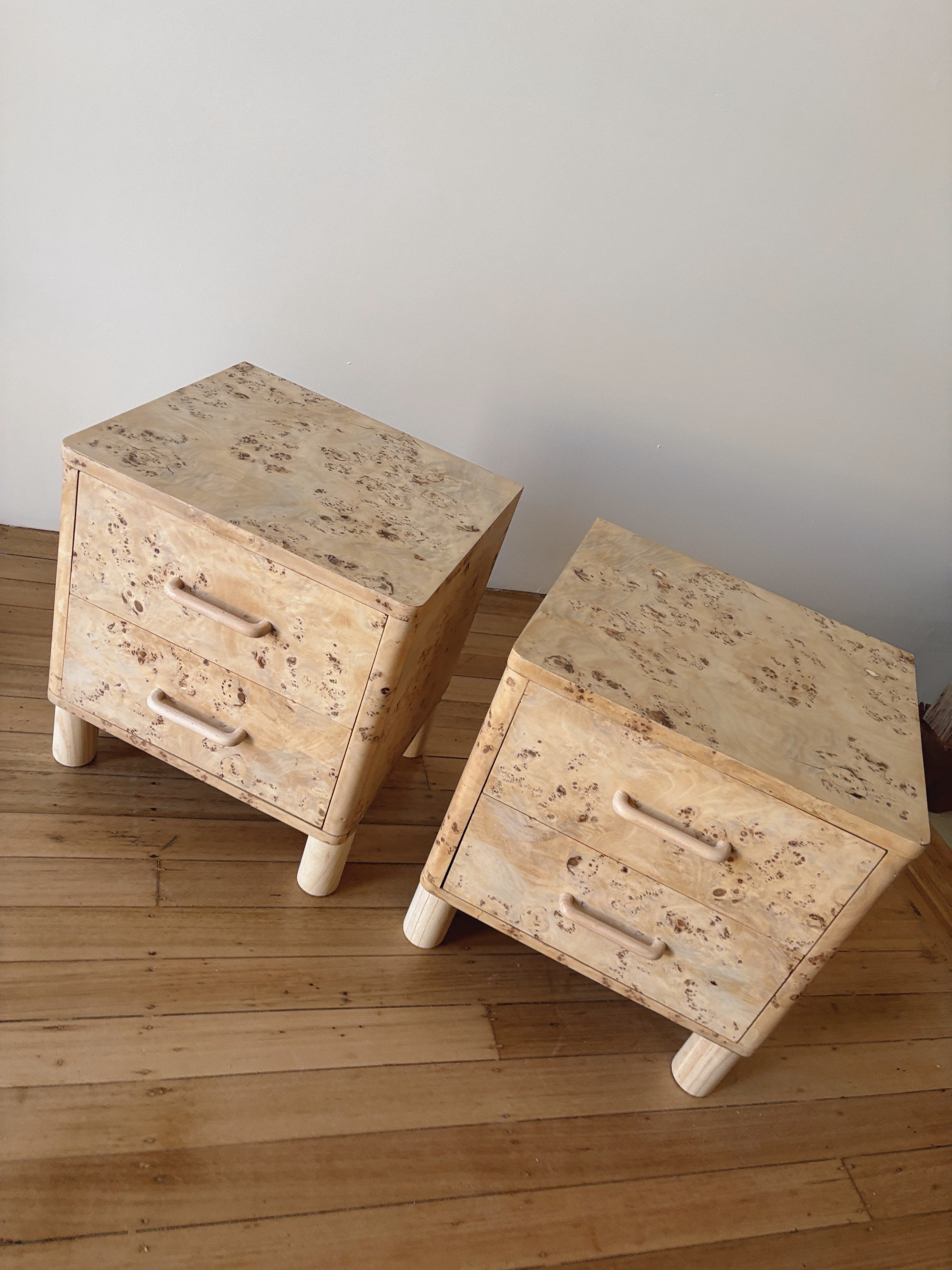 Light Burl bedside tables