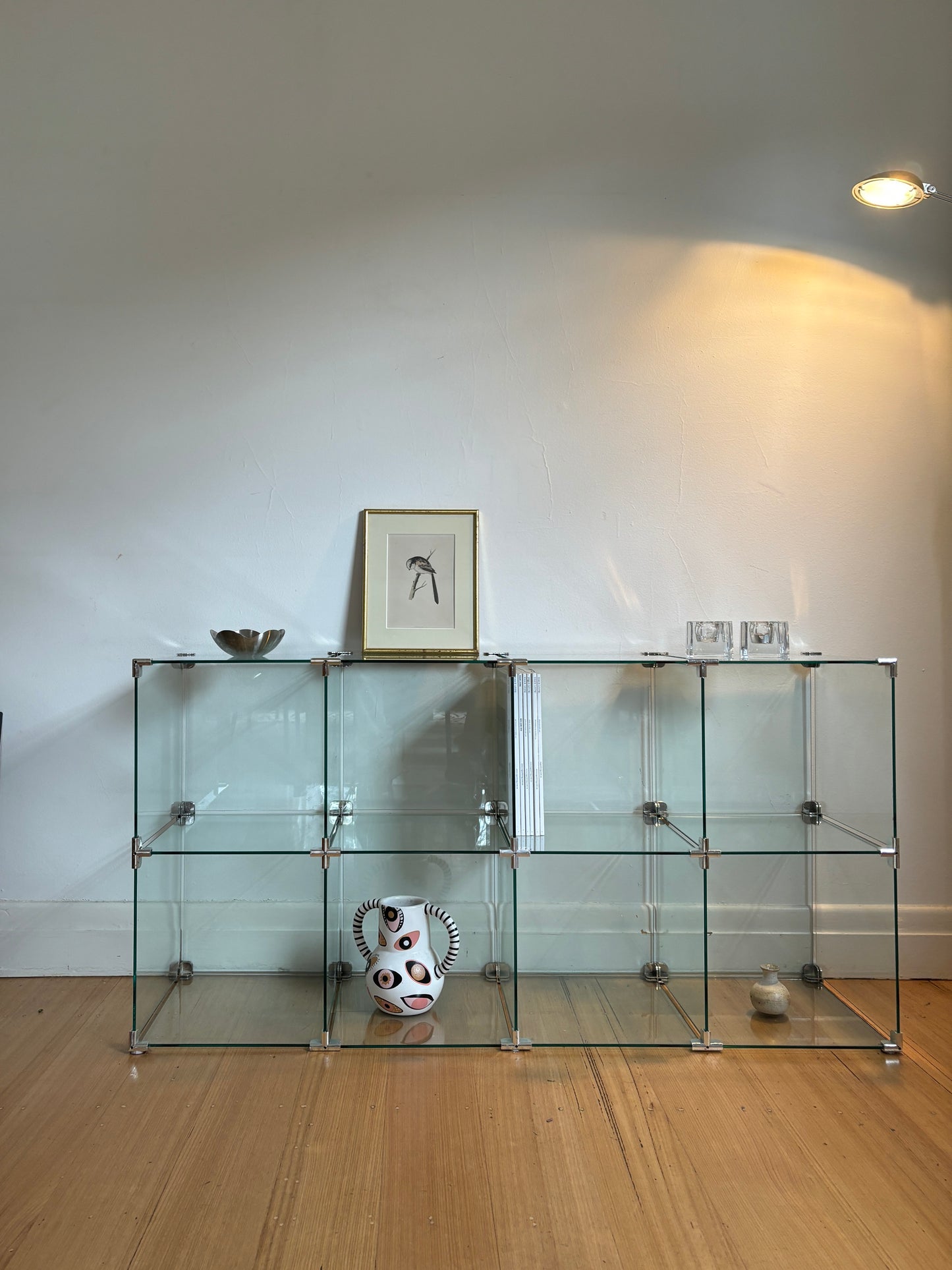 1990s Glass + Chrome Modular Shelving