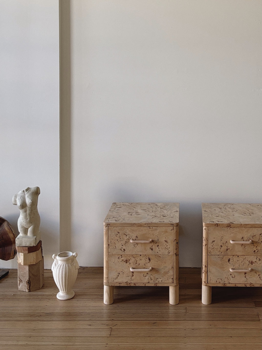Light Burl bedside tables