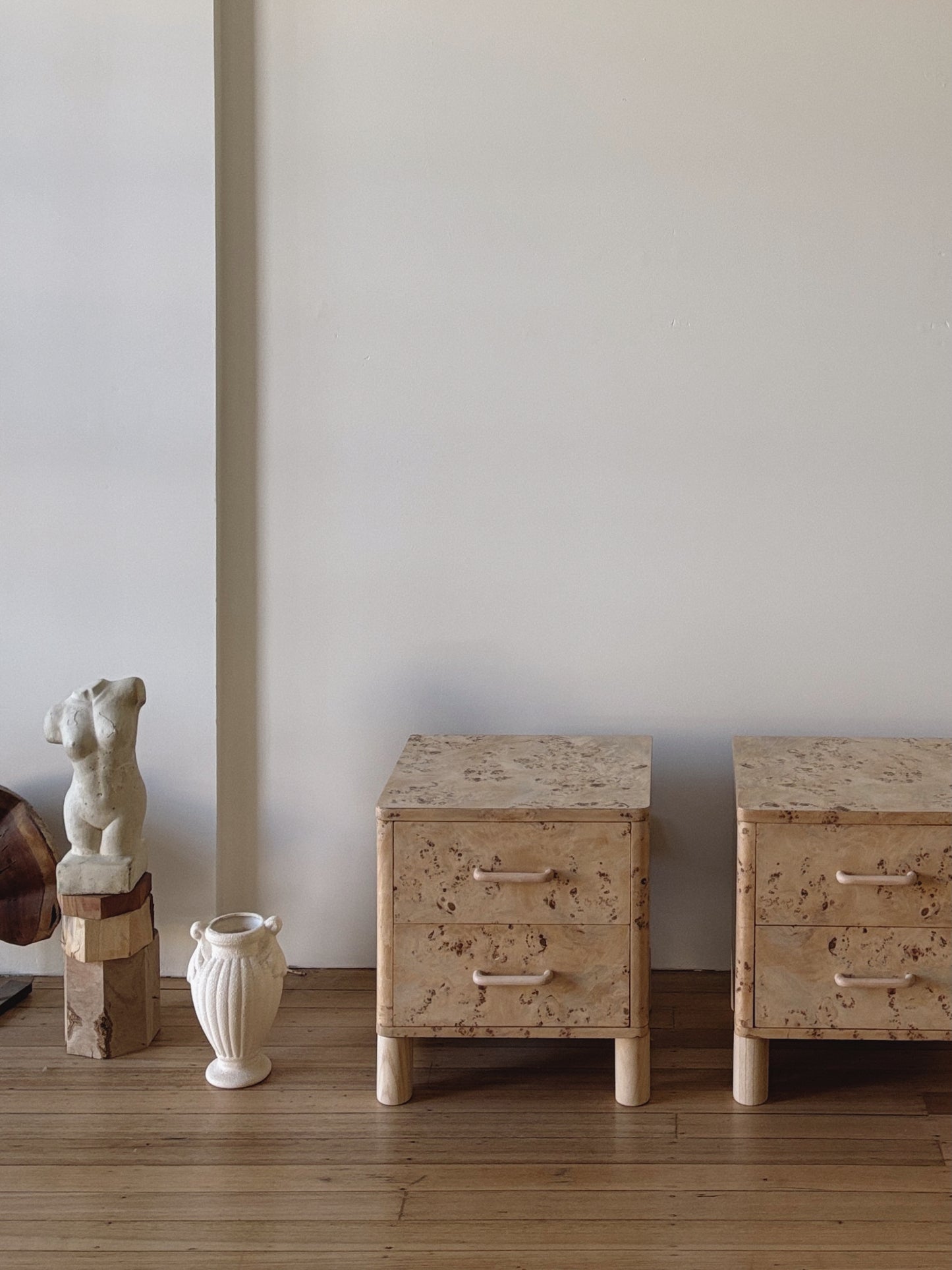 Light Burl bedside tables