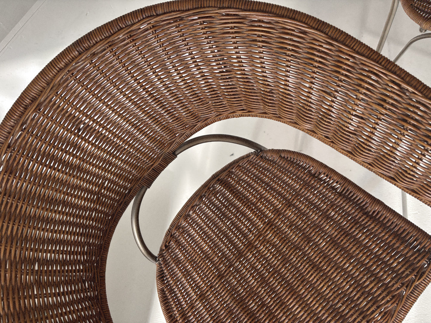 Set of 2 Rattan + Iron Stools