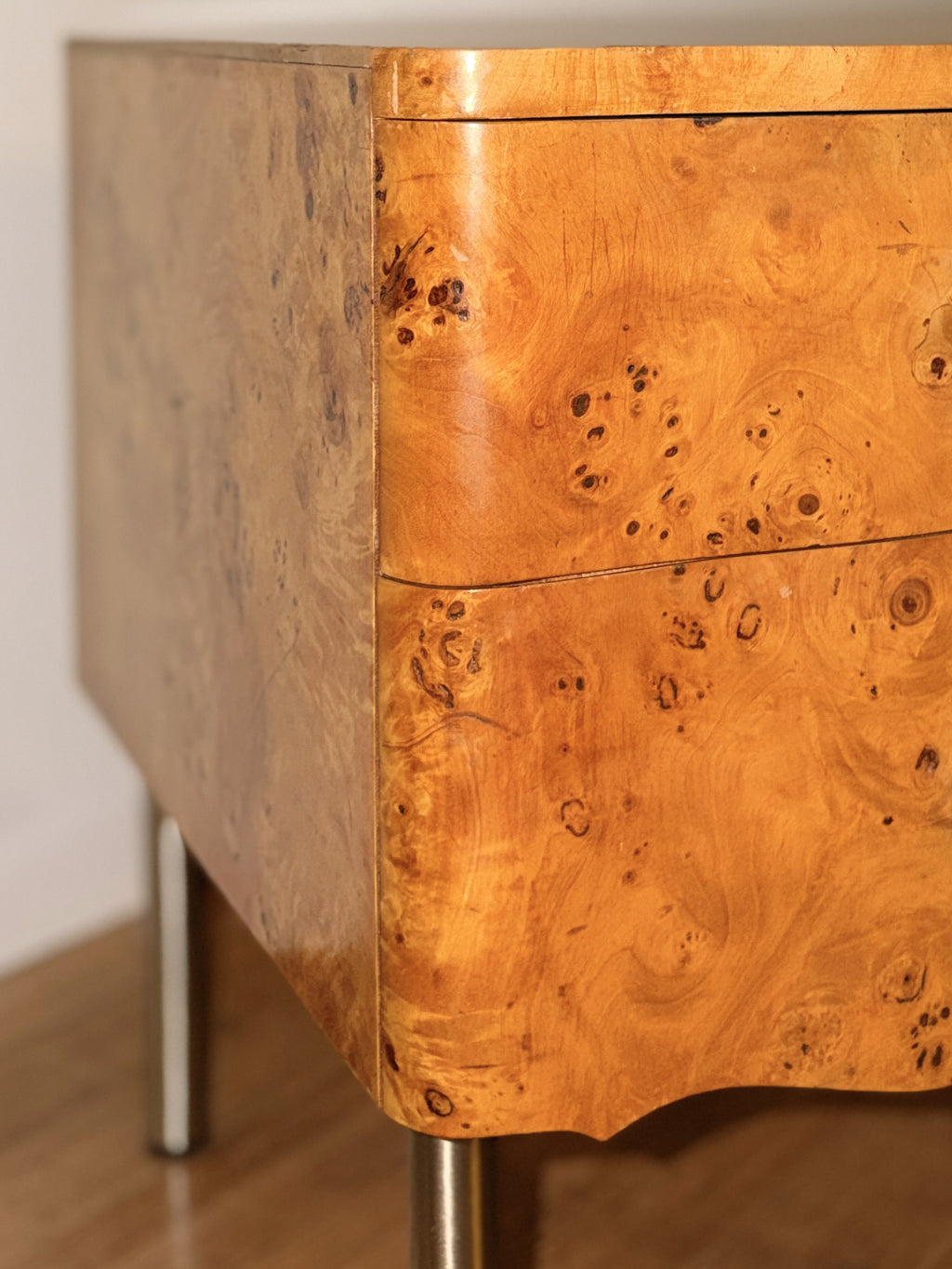 Wave Front Burl Bedside Tables