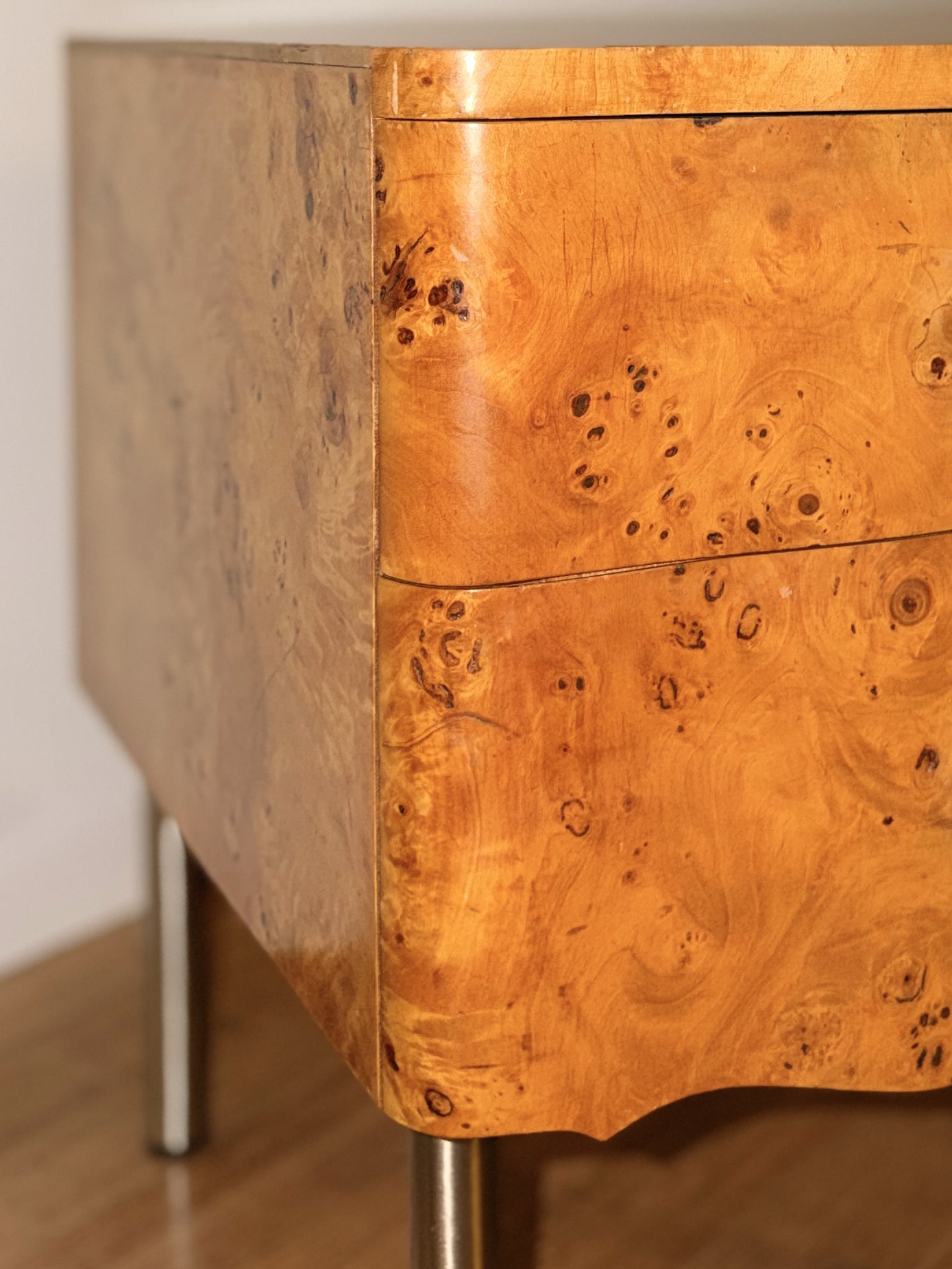 Wave Front Burl Bedside Tables