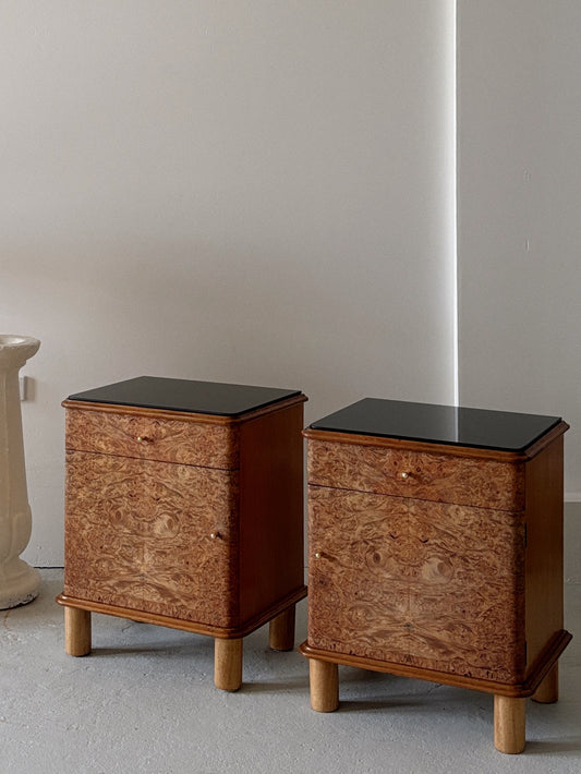 Walnut Burl Bedside Tables