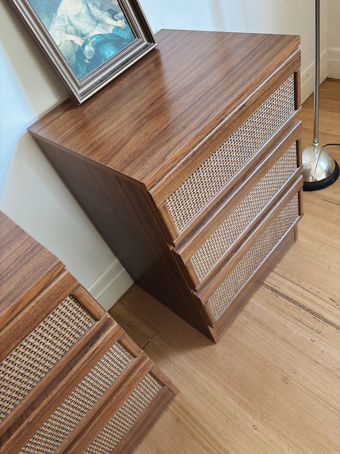 Vintage Rattan Bedside Tables