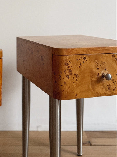 One Drawer Burl Bedside Tables