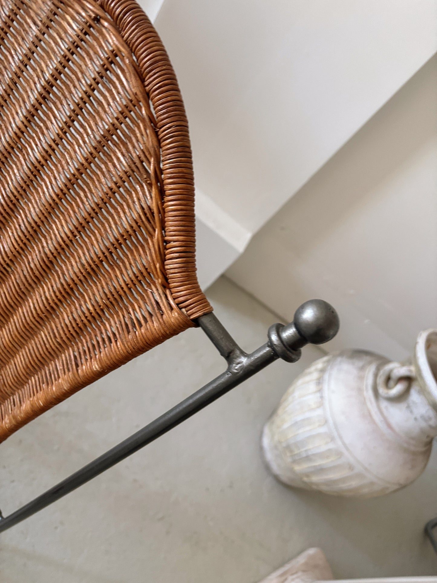 Set 6 Rattan + Steel Dining Chairs