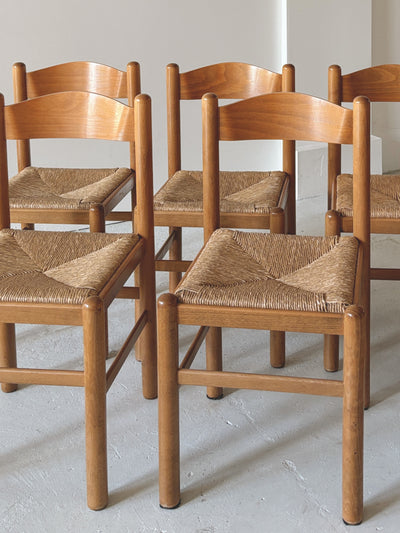 Italian Oak Rush Seat Chairs
