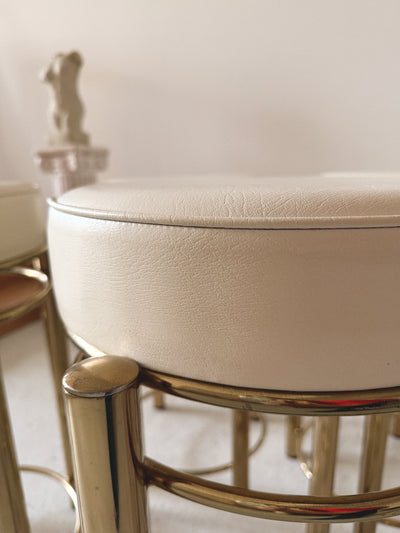 Set x 4 Leather + Gold Stools