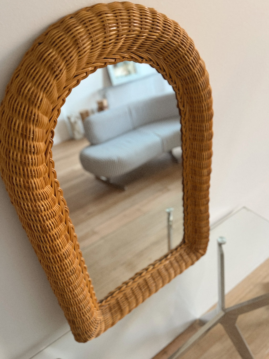 1970s Rattan Arch Mirror
