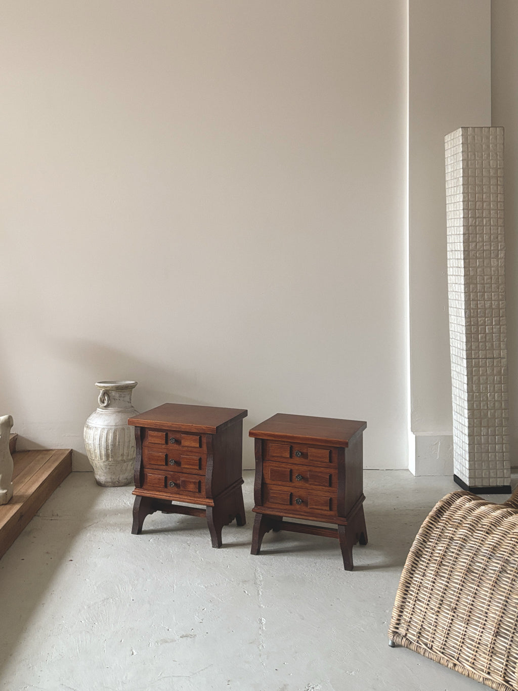 Set of 1970s Geometric Bedside Tables