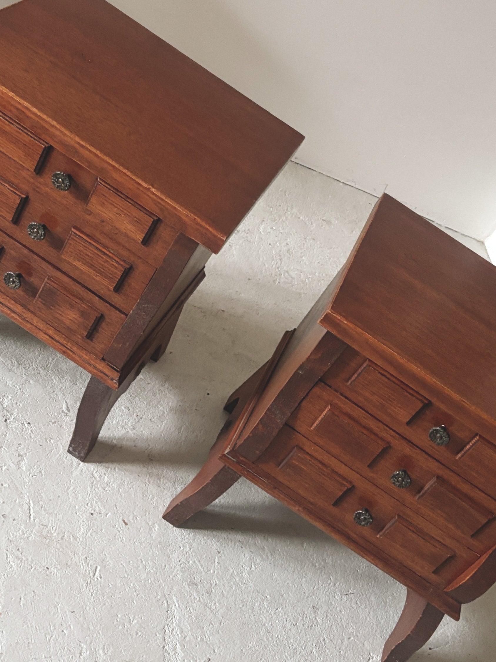 Set of 1970s Geometric Bedside Tables