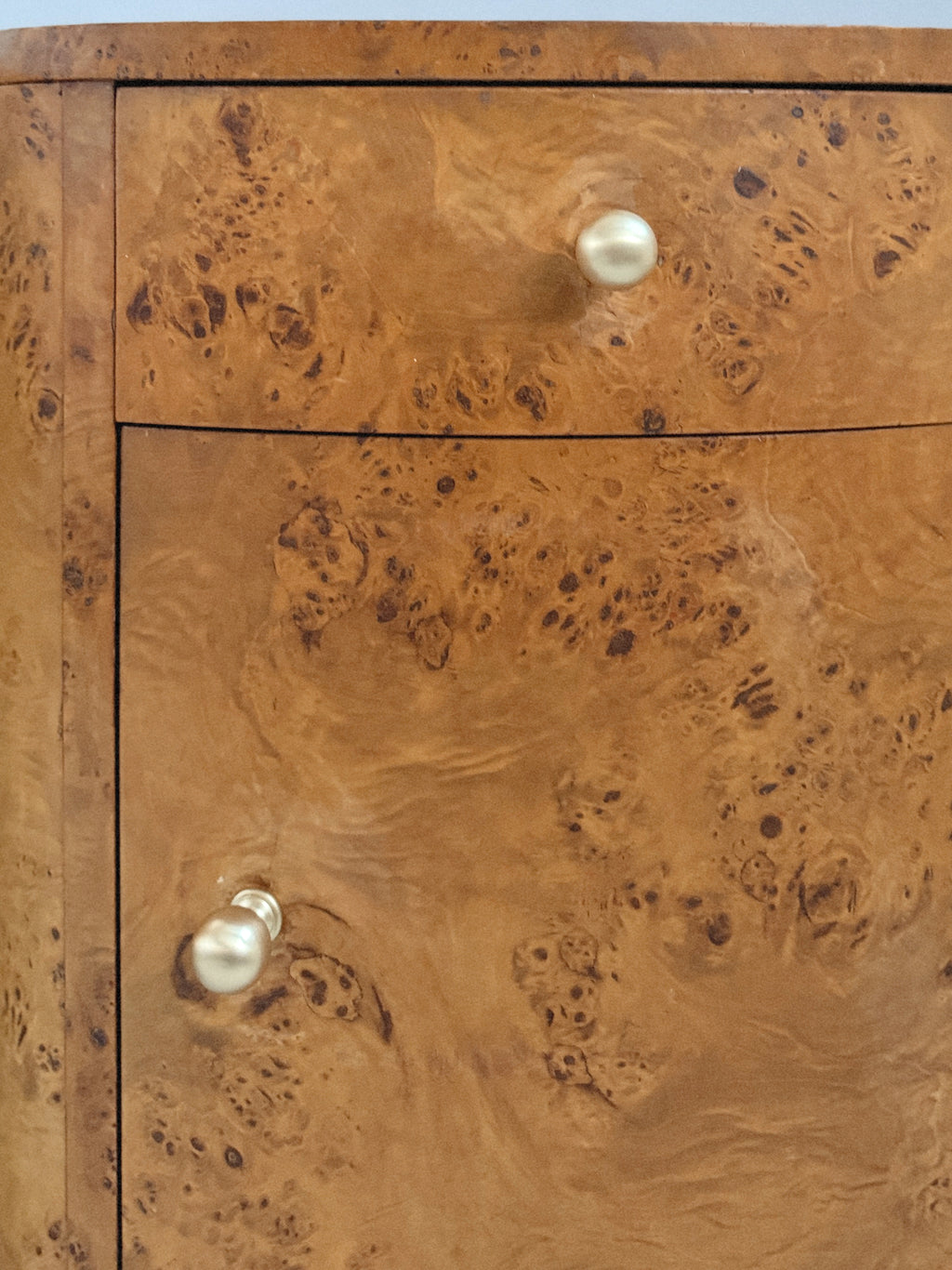 Burl + Walnut Bedside Tables