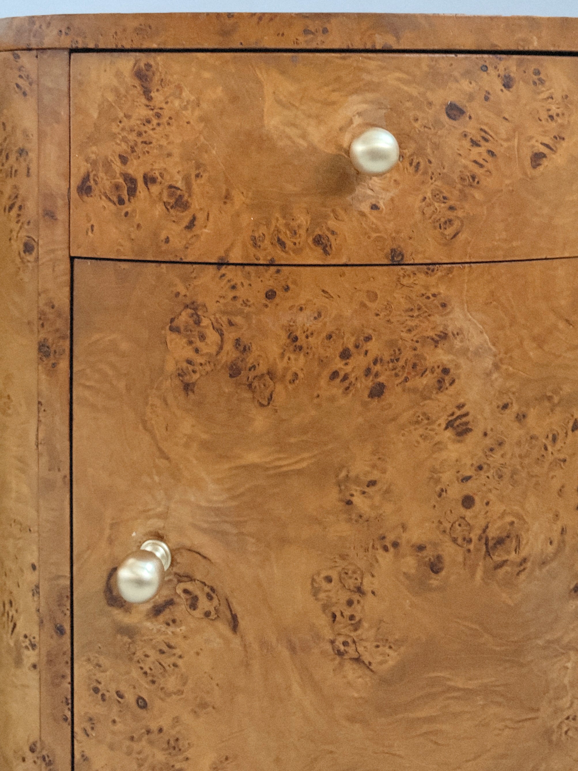 Burl + Walnut Bedside Tables