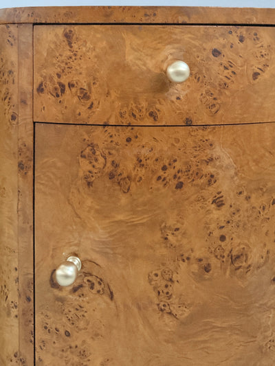 Burl + Walnut Bedside Tables
