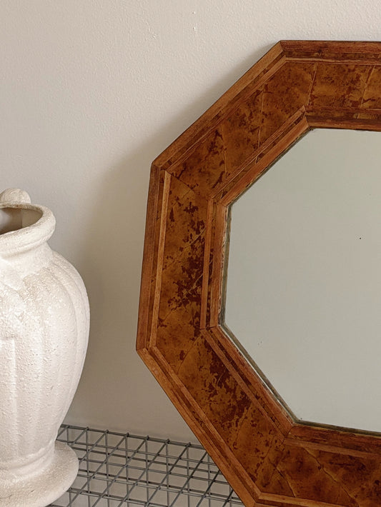 Burl Pattern Vintage Mirror