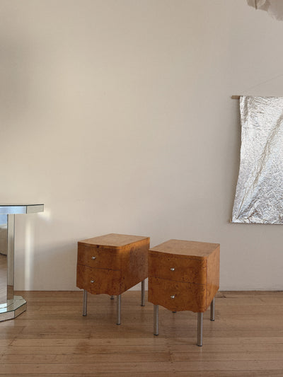 Wave Front Burl Bedside Tables