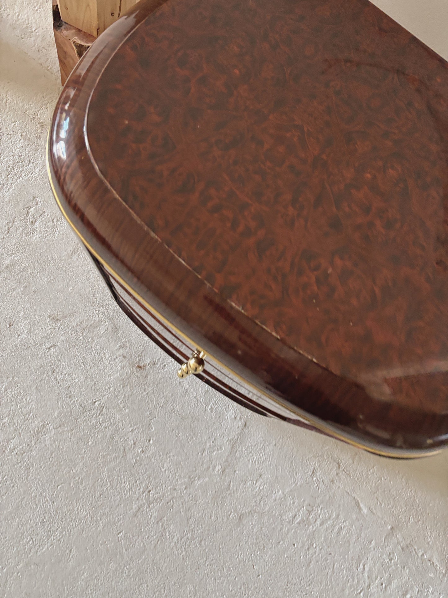 1990s Glossy Burl Bedside Tables