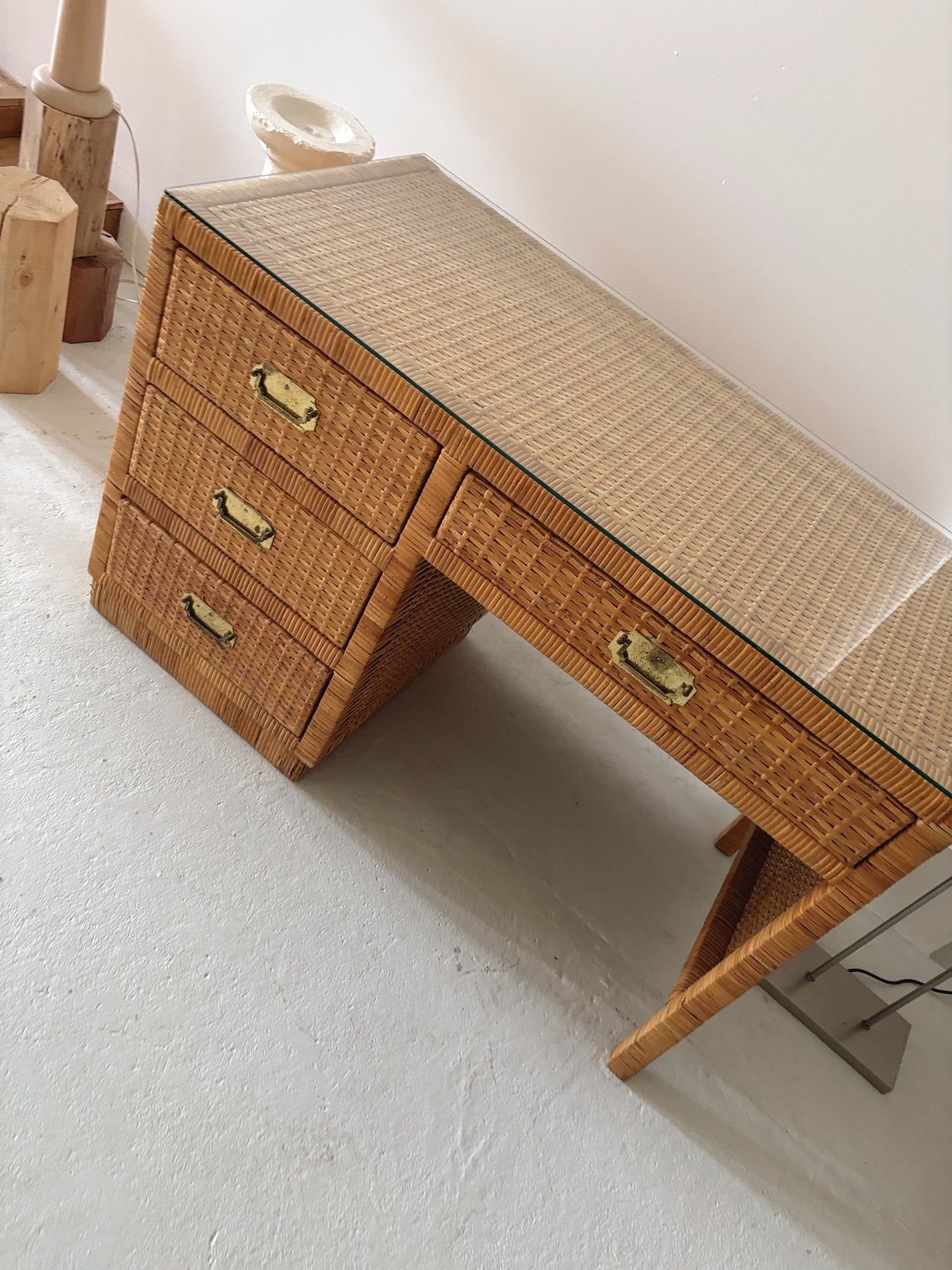 1970s Rattan Desk